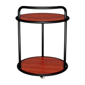 Black Coated Durable Metal Hotel Trolley With 2 Tempered Glass Shelves And 4 <b>Swivel</b> Casters Durable Commercial Furniture - Product Image 2