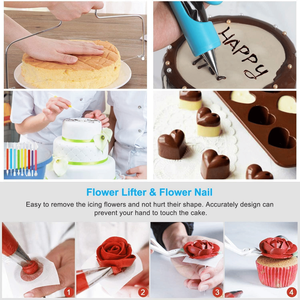 Set Deluxe da 3 confezioni per decorare torte giradischi rotanti Premium ampia gamma 48 ugelli 390 accessori totali-libera la tua pasticceria - Product Image 5