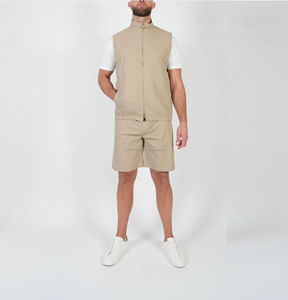 Ensemble décontracté d'été pour homme : Gilet noir respirant à fermeture éclair et short assorti, multi-poches, léger, en Spandex/Polyester - Product Image 5