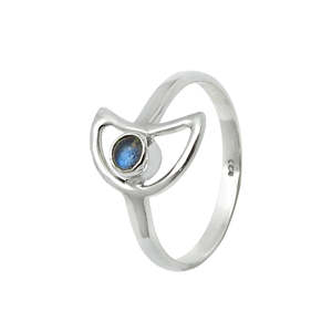 Solid 925 Sterling Silver <b>Ring</b> With Open Moon Design Handmade Round <b>Labradorite</b> Gemstone Bohemian <b>Ring</b> Perfect For Wear Daily - Product Image 1