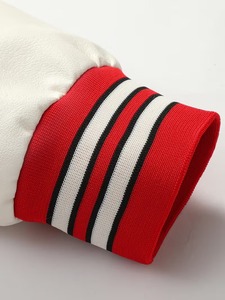 Custom Embroidered <b>Men's</b> Red White 100% Cotton Breathable Eco-Friendly High Street Varsity Baseball Letterman <b>Jacket</b> OEM - Product Image 4