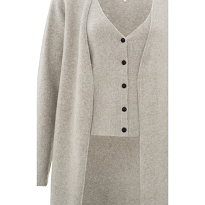 Women's <b>Long</b> Knitted <b>Cardigan</b> V-Neck Solid Color <b>Button</b> Front Full Sleeve Autumn Wear Minimalist Style Anti-Pilling By Tiki Taka - Product Image 5