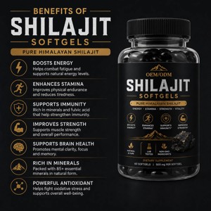 Easy to Consume 100% Natural Shilajit Extract Softgel Capsule Food Grade Shilajit Capsule for Strength & Endurance Support - Product Image 5