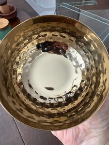 Round Hammered <b>Metal</b> Bowl Gold Finish Key and <b>Wallet</b> Holder Money Bowl - Product Image 4