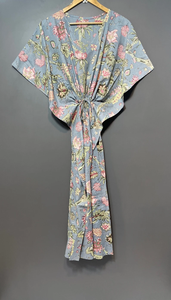 Nuevo Kaftán con Estampado Animal, Cuello en V, Cordón Ajustable, Estilo Flare, de Algodón Suave Indio, con Encaje, Largo, para Playa o Dama de Honor - Product Image 2