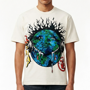 Camiseta personalizada con cuello redondo, estilo vintage, estilo urbano, manga corta, de algodón, para un uso cómodo unisex. - Product Image 4