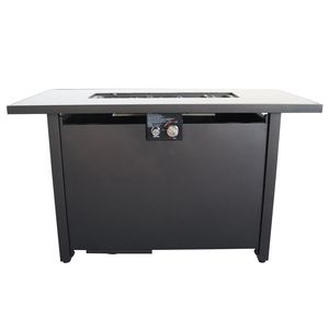 Black Steel Outdoor <b>Fire</b> <b>Pit</b> <b>Table</b> <b>with</b> Lid 25 H X 42 W - Product Image 2