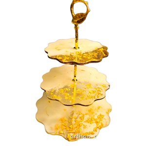 Soporte para pasteles de resina epoxi de 3 niveles hecho a mano, elegante, con apariencia de mármol blanco y azul real, para exhibir postres en bodas y fiestas de cumpleaños. - Product Image 3