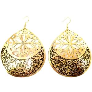 Pendientes Largos de Latón con Diseño Náutico, Bañados en Oro de 18K, Color Marrón, para Niñas - Product Image 1