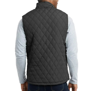 Men's Quilted Puffer Vest with Stand Collar Zipper Windproof Sleeveless <b>Waistcoat</b> for Autumn Winter Custom Logo Size OEM Order - Product Image 2