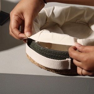 Juego de 3 cestas redondas de algas marinas - Cesta de almacenamiento hecha a mano en color oliva natural, ecológica, fabricada en Vietnam - Product Image 4