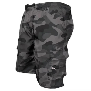 Pantalones Cortos Cargo de Color Sólido para Hombre, Cintura Media, Estilo Bermuda, con Cordón, Bolsillos, Material de Algodón, Diseño Transpirable - Product Image 4