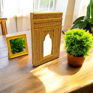 Vintage Wooden Vertical Mirror <b>Frame</b> Handcrafted Distressed Green Finish <b>Wall</b> Hanging Living Room Decor - Product Image 2