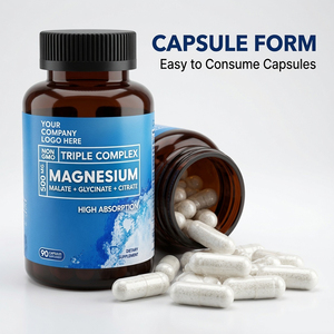 Cápsulas de Complejo Triple de Magnesio de Marca Privada, Glicinato, Citrato, Malato, Suplemento de 500 mg - Product Image 3