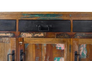 Industrial Reclaimed Wood <b>Sideboard</b> with Metal Frame and Vintage Finish Handmade <b>Storage</b> Cabinet for Living Room Furniture - Product Image 3
