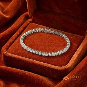 Bracelet tennis en moissanite pour femme, chaîne fine en argent, bijou de mode, pierre ronde, accessoire élégant, style cadeau - Product Image 4