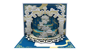 Elegante tarjeta de felicitación emergente con diseño floral azul y dorado de pastel para invitación de aniversario - Product Image 4
