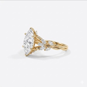 Lab Grown Marquise Cut Engagement <b>Ring</b> <b>Gold</b> Leaf Branch Bridal <b>Set</b> <b>Ring</b> Unique Nature Inspired Diamond Wedding <b>Ring</b> in 14K <b>Gold</b> - Product Image 1