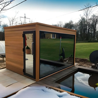 Sauna extérieur électrique de luxe, cabine de spa préfabriquée en bois, sauna hybride infrarouge et vapeur moderne pour la relaxation en jardin, avec ordinateur