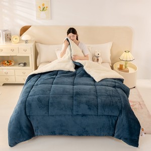 Couette matelassée réversible, hiver automne, garnissage polyester doux, hypoallergénique, taille Queen, lavable en machine, ensemble de literie - Product Image 5
