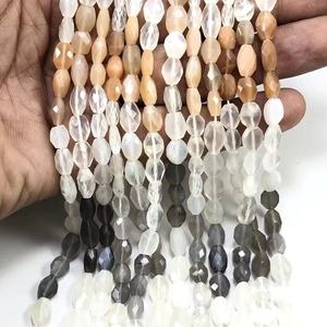 Cuentas de forma ovalada facetadas de piedra lunar múltiple Natural genuina de 5mm, piedras preciosas sueltas para fabricación de joyería de moda, distribuidor mayorista - Product Image 2