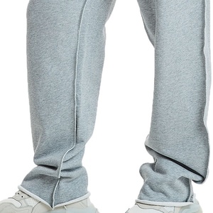 Men's Heavyweight Baggy Grey <b>Stacked</b> <b>Joggers</b> Sweatpants Custom Straight Leg Sweat Pants - Product Image 4