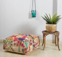 Coussins de sol bohème Housse de coussin décorative Coussin Sari Patchwork