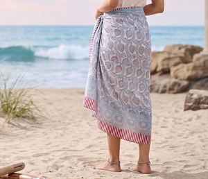 Ethnic Block Print <b>Sarong</b> Indian Cotton Beach <b>Wrap</b> Floral Boho Pareo Summer Poolside Cover Up Beachwear Cover Up Gift For Women - Product Image 6