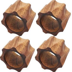 Porte-serviettes en bois naturel, porte-serviettes rond, décoration de table à manger, porte-serviettes pour la maison, l'hôtel, le mariage, usage domestique - Product Image 3