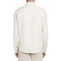Chemise en denim de coton de haute qualité, couleur kaki beige, manches longues, deux poches poitrine, chemise décontractée en coton.
