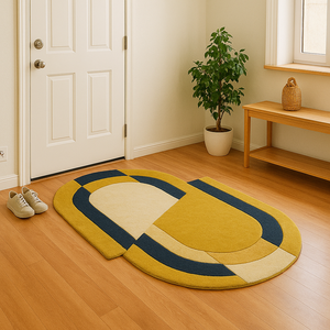 Tapis en laine tufté à la main de luxe sur mesure, couleur unie jaune, fabriqué à la main en Inde pour la maison et les pique-niques, adapté aux animaux domestiques, antidérapant - Product Image 4