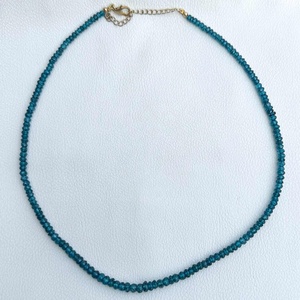 Tự Nhiên London Màu Xanh Topaz Mặt Rondelle Đá Quý Đính Cườm Vòng Cổ Với Mạ Vàng Sterling Bạc Tại Nhà Máy Bán Buôn Giá - Product Image 3