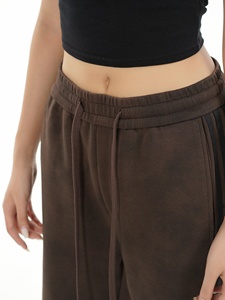 Customized Women's Autumn Solid Color Sports Pants Pocket Drawstring Casual <b>Stacked</b> Pants for Women - Product Image 4