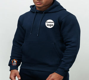 Fundamental Fleece Hood Tracksuit Navy Two Piece Set <b>Zip</b> <b>up</b> <b>Jacket</b> and Nylon Pants Sweatsuit Nylon Zipper Track Suits Tracksuit - Product Image 2