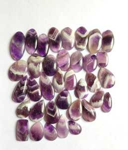 Cabochons en améthyste naturelle Chevron en gros, quartz violet rayé, pierre précieuse Dogtooth à dos plat, pierre lâche pour bijoux - Product Image 4