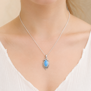 Collier pendentif Radhey Krishna Jewellers RKJ-1586 en argent sterling 925 pur avec pierre précieuse naturelle de calcédoine bleue marquise jaune - Product Image 2