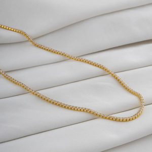 Collar de Cadena de Serpiente de Plata con Moissanita, Chapado en Oro Amarillo, Corte de Diamante Minimalista, Cadena Elegante, Joyería Fina Unisex, Regalo - Product Image 3