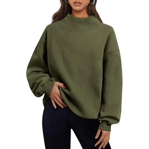 Sweat-shirts pour femmes à col montant, 100% coton de haute qualité, 340 GSM, coupe oversize, épaules tombantes, manches longues, personnalisables avec votre logo, vêtements d'automne - Product Image 1