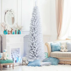Albero di Natale Artificiale a Forma di Matita con Supporto Pieghevole in Metallo da 7 Piedi, Categoria Prodotti Alberi di Natale - Product Image 1
