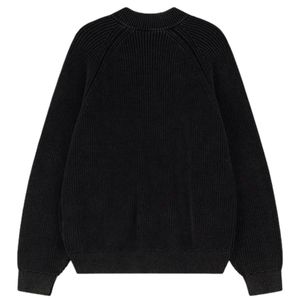 Chaqueta Bomber de Punto Acanalado Negra Lavada para Hombre, Chaqueta Bomber Casual con Cremallera, Puños y Dobladillo Acanalados, Chaqueta de Moda - Product Image 2