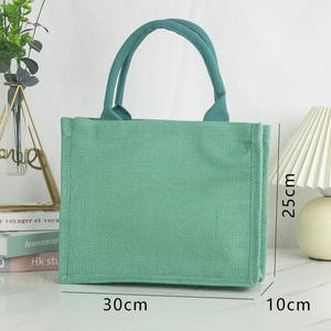 Sac fourre-tout en jute vert de qualité supérieure, écologique, réutilisable, avec longues poignées - Product Image 5