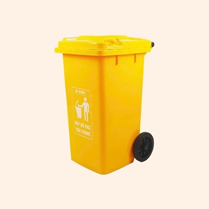 100L <b>Rectangle</b> Multicolor Rolling Waste <b>Bin</b> Flip Lid Outdoor Dust <b>Bin</b> Large Capacity Plastic Garbage Container Public Household - Product Image 2