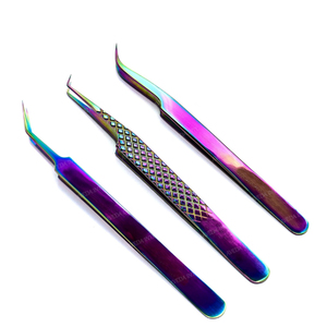 Pinces à cils antistatiques arc-en-ciel, pinces professionnelles pour extensions de cils, pinces à cils en acier inoxydable - Product Image 3