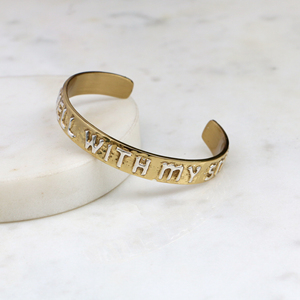 Bracelet manchette en laiton « Il est bien avec mon âme » – Jonc doré personnalisé gravé à la main – Bijou religieux inspirant, cadeau pour femme - Product Image 5