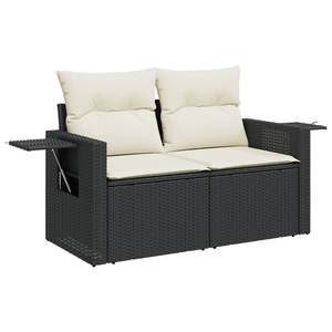 Ensemble de canapés de jardin avec accoudoirs réglables, grand modèle en rotin PE noir, mobilier de jardin spacieux avec sièges confortables - Product Image 5