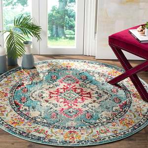 Tapis tissé main vibrant en laine/soie à motifs médaillon, écologique, antidérapant, résistant à la saleté, adapté aux animaux domestiques, à poils plats, 1 pièce - Product Image 2