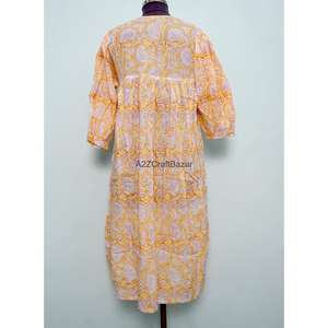 Vestido Informal para Fiestas, Vestido de Verano, Vestido de Moda de Algodón para Mujer, Vestido Tipo Canguro con Estampado Floral Hecho a Mano - Product Image 6