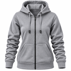 Sweat à capuche zippé personnalisé pour femme, 100 % coton épais, anti-rétrécissement, vêtement d'hiver, marque privée OEM - Product Image 1