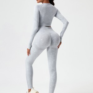 Ropa Deportiva para Mujer al por Mayor, Conjunto de Yoga de 2 Piezas sin Costuras de Alta Elasticidad con Leggings y Sujetador Deportivo - Product Image 1