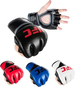 Gants UFC MMA en cuir, respirants, rouge et noir, demi-doigts, fermeture auto-agrippante, unisexe adulte, personnalisables, arts martiaux - Product Image 6